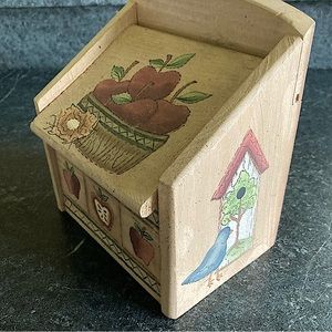 Recipe Box with Apples and Bird design